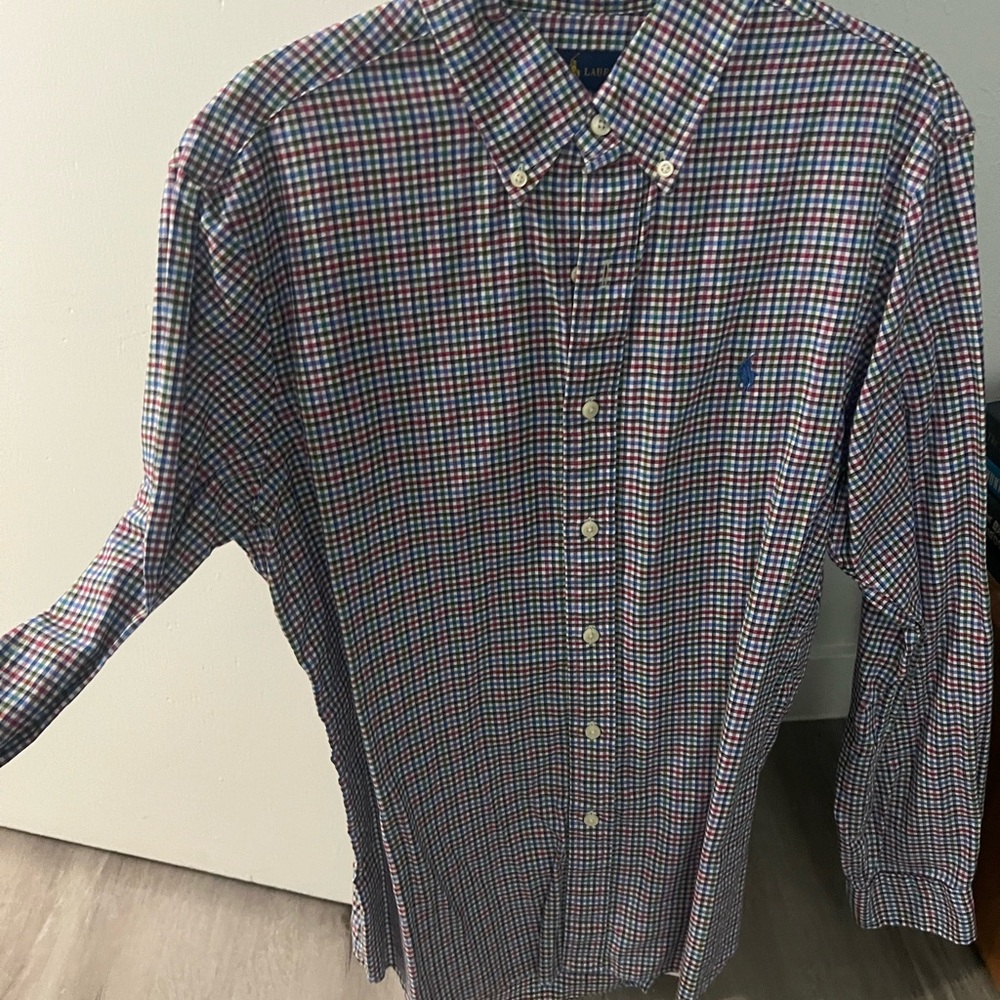 Ralph Lauren Blue and Red Casual Button Down Shirt